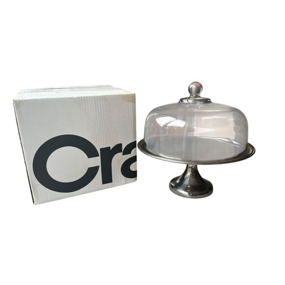 Crate & Barrel Cake Stand with Glass Dome – Preowned, Unused - Picture 1 of 4